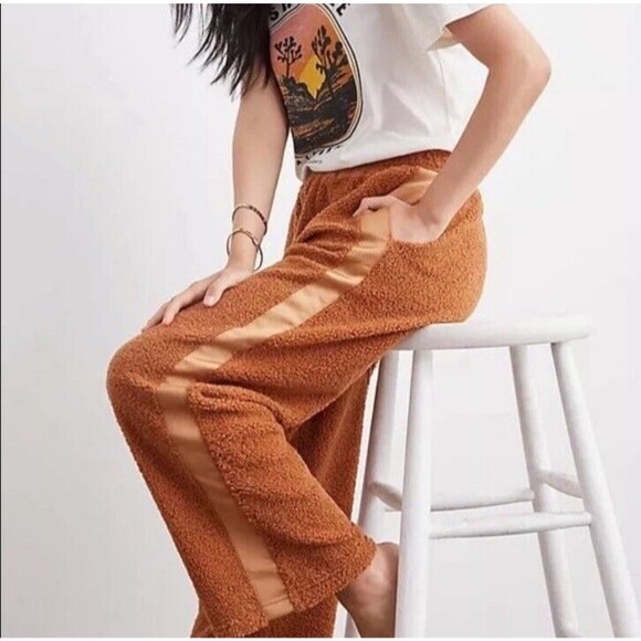 Anthropologie Saturday Sunday Womens 1X Brown Victoria Sherpa Wide Leg Pant - Picture 1 of 5